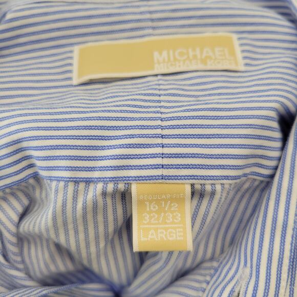 MICHAEL Michael Kors 100% Cotton Blue Stripe Dress Shirt, 16.5  32/33 - Picture 10 of 10